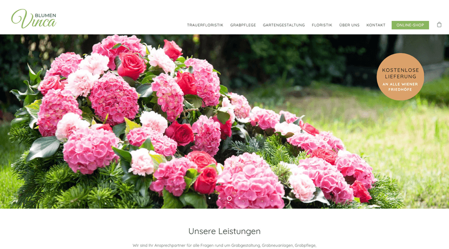 Webdesign der Website blumenvinca.at